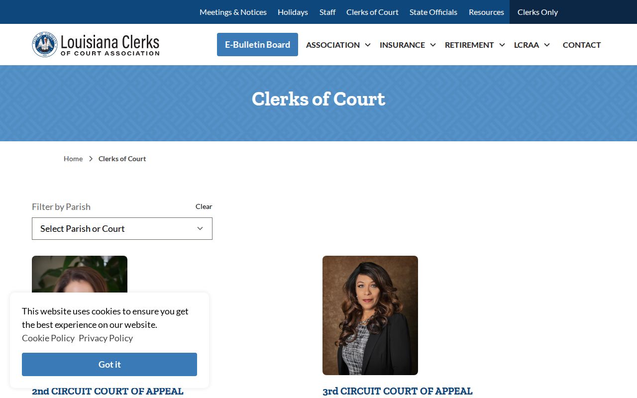 Rapides Parish case search Clerk of Court entry in the Louisiana Clerks of Court Association directory