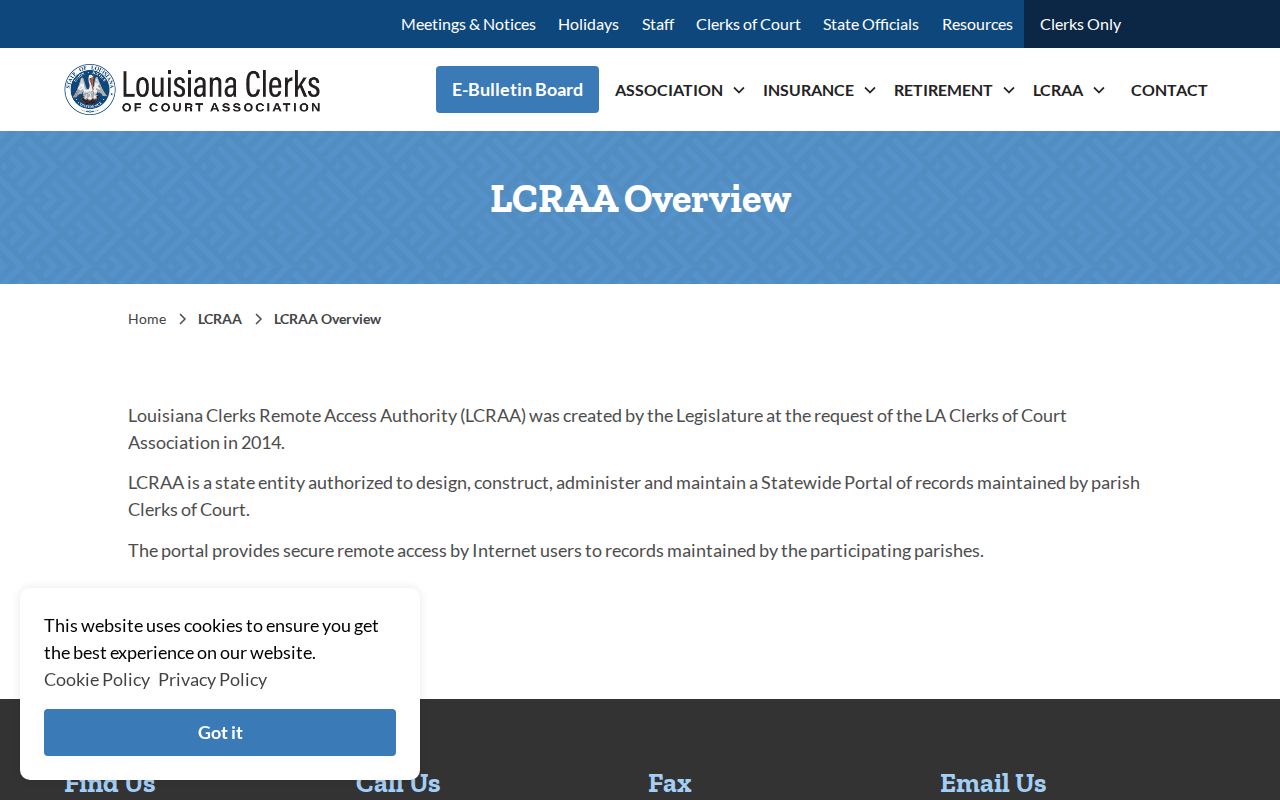 Rapides Parish case search statewide LCRAA remote access overview