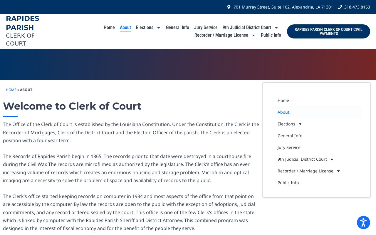 Rapides Parish court records Clerk access information