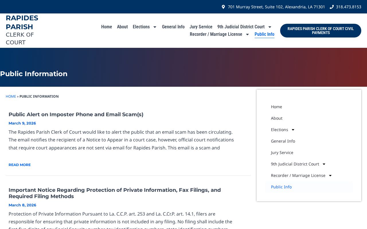 Rapides Parish court records public information notice