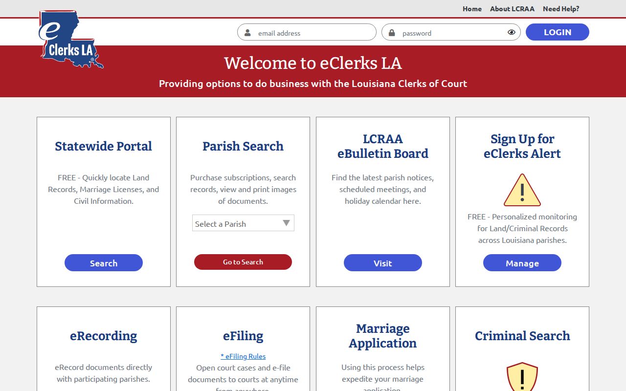 Rapides Parish court docket source for eClerks LA statewide clerk access