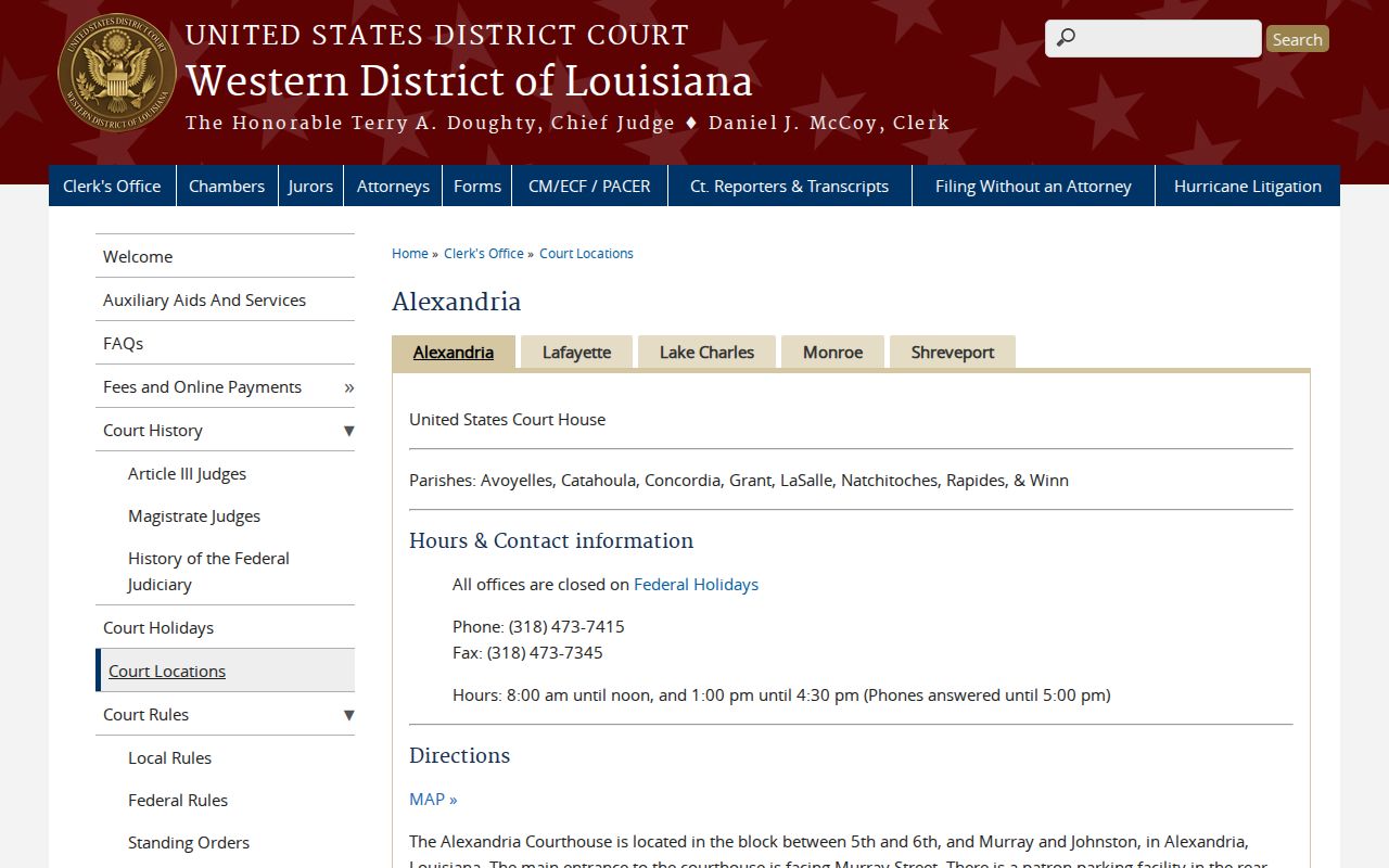 Rapides Parish court docket source for Western District of Louisiana Alexandria Division