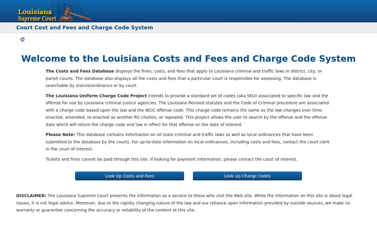 Rapides Parish traffic court records charge code search
